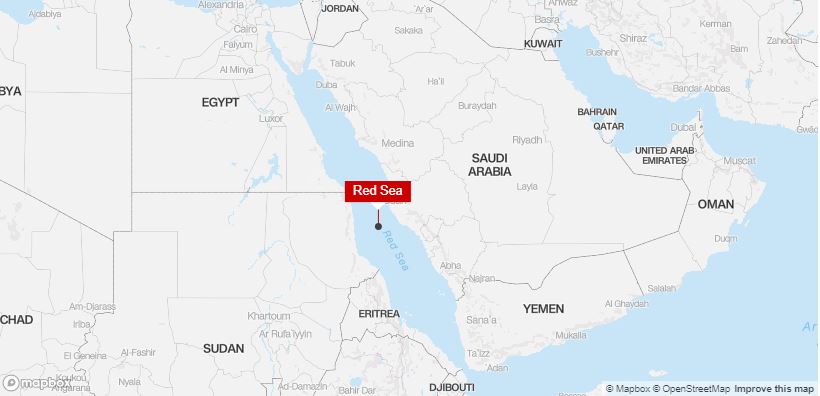 Red sea undersea fibre optic cable damage - map