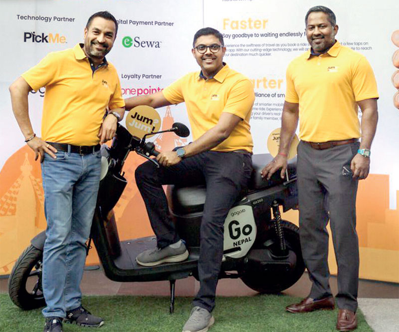 PickMe 'JumJum' - From left to right F1Soft Chairman and President Biswas Dhakal, PickMe CEO Jiffry Zulfer and - F1Soft Group company Filps Software Design CE